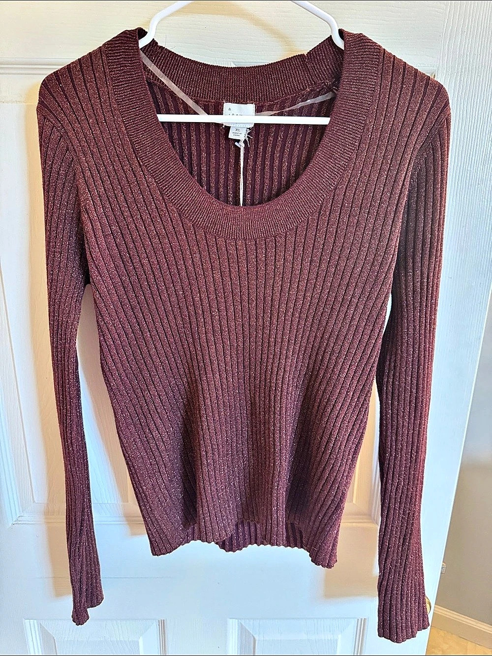 A New Day Ribbed Metallic Knit Sweater XL NWT